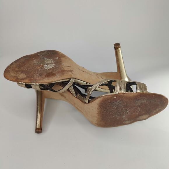 Gold Manolo Blahnik heeled sandals sz 39 - Picture 6 of 9